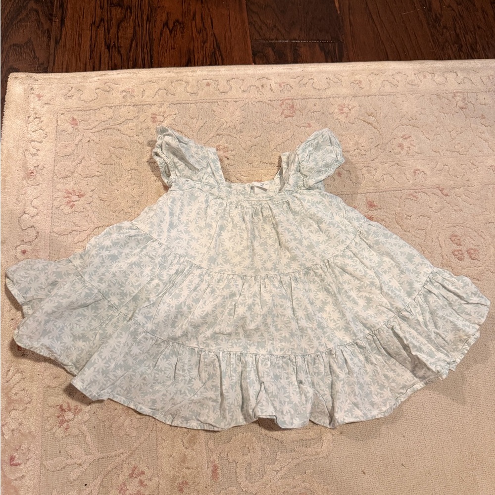 GAP Baby Tiered Dress with Floral Pattern in Light Mint 12-18 months